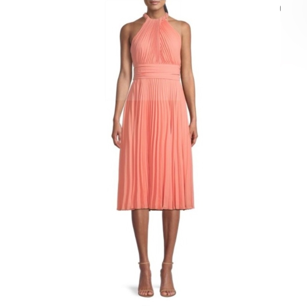 UNGARO -   Amanda Pleated Wrap Midi Dress - NEW